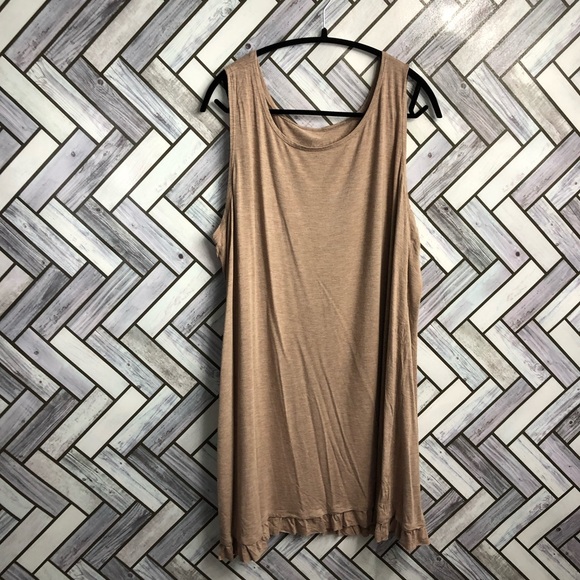 LOGO Dusty Rose Ruffle Hem Tank Top Tunic